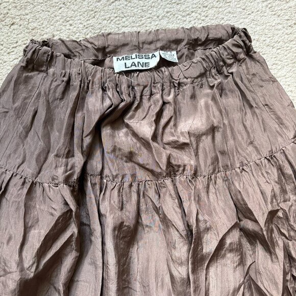 Vintage Melissa Lane mushroom brown/taupe 3-piece silk set: blouse, skirt, scarf - Picture 9 of 9